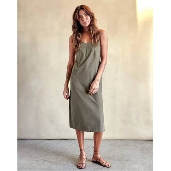 Outerknown Solstice Slip Dress Womens Size M White V-Neck Midi - Picture 3 of 8